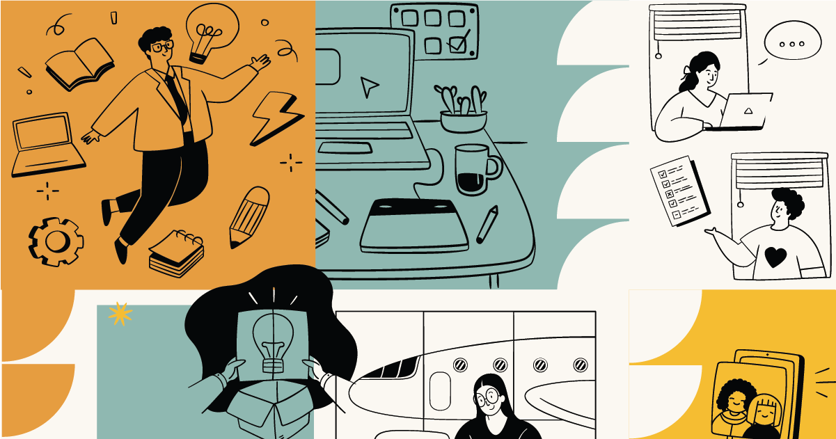 Blog hero for Lessons from Reviewers showing a collage of designers at work