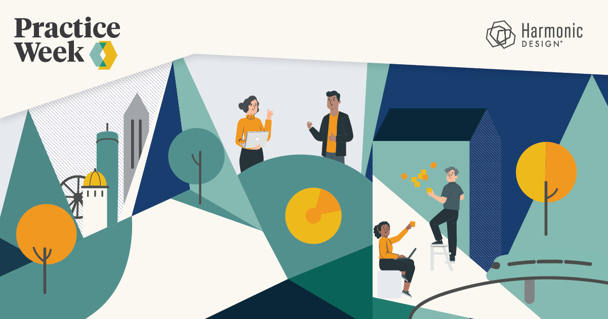 Civic Design Panel graphic showing designers and a city