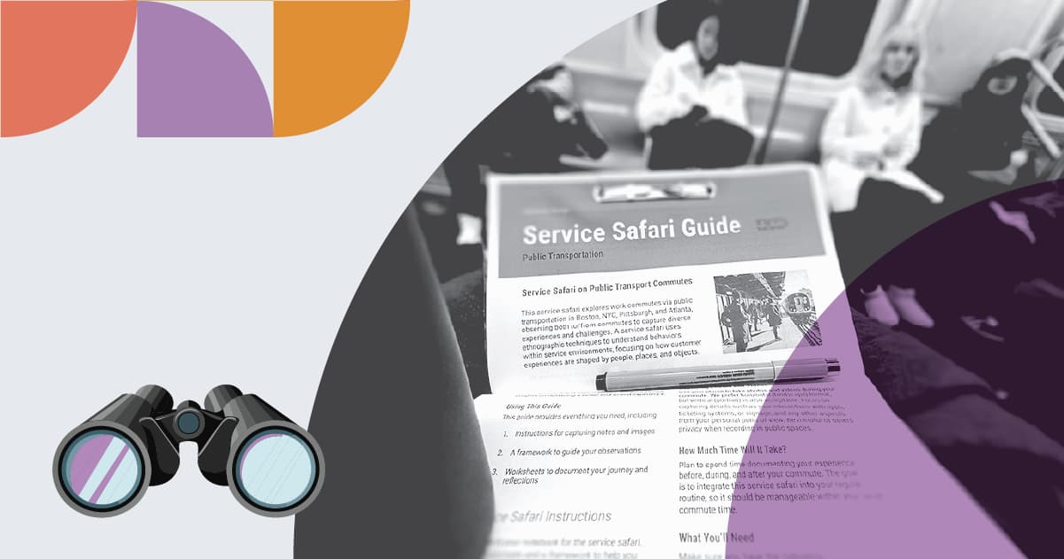 service safari toolkit graphic with a photo of the notebook and binoculars