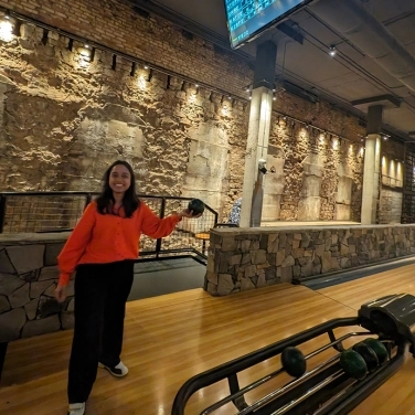 Intern Kirti at bowling