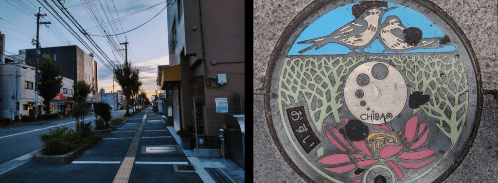 Great attention to aesthetic details, such as beautifully designed insignias on manhole covers unique to each region. While the emblem of the manhole is of the traditional style, it fits perfectly with the surrounding environment.