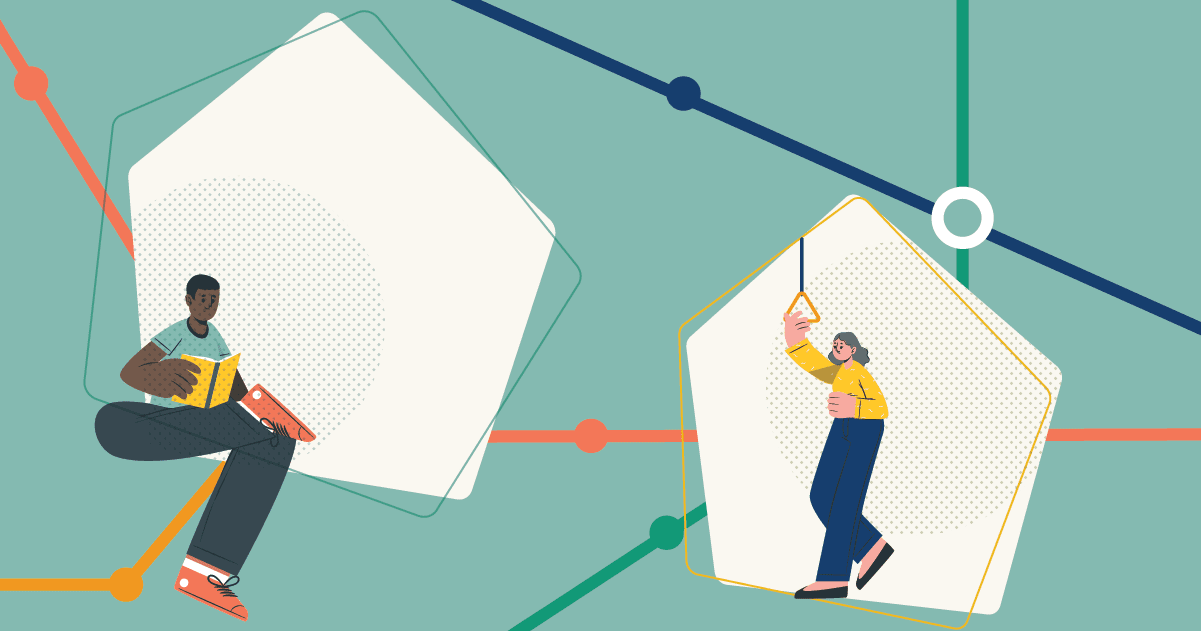 graphic of people participating in public transporation