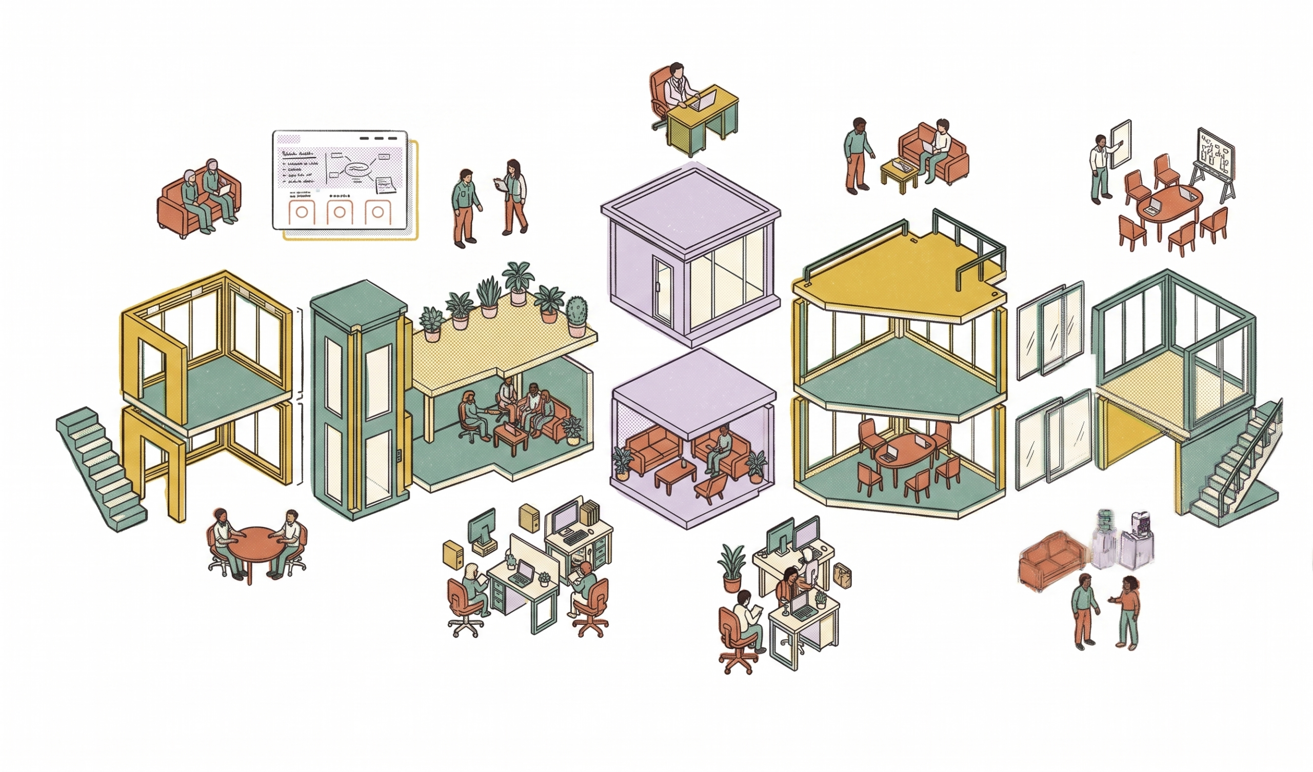 a graphic showing the inner workings of the an office