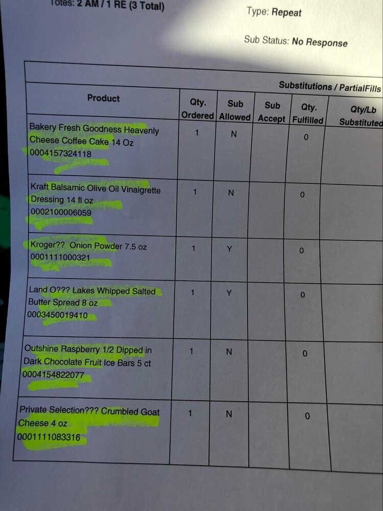 Highlighted Receipt (Grocery Pickup)